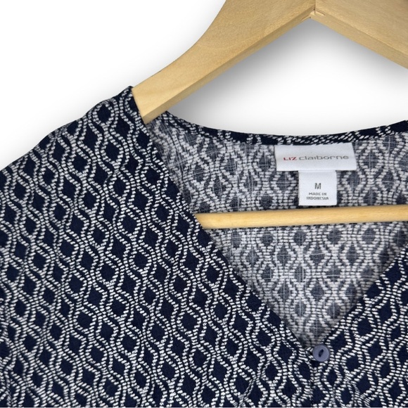 Vintage Liz Claiborne 3/4 Sleeve Button Down Peplum Blouse Size Medium - Picture 3 of 4